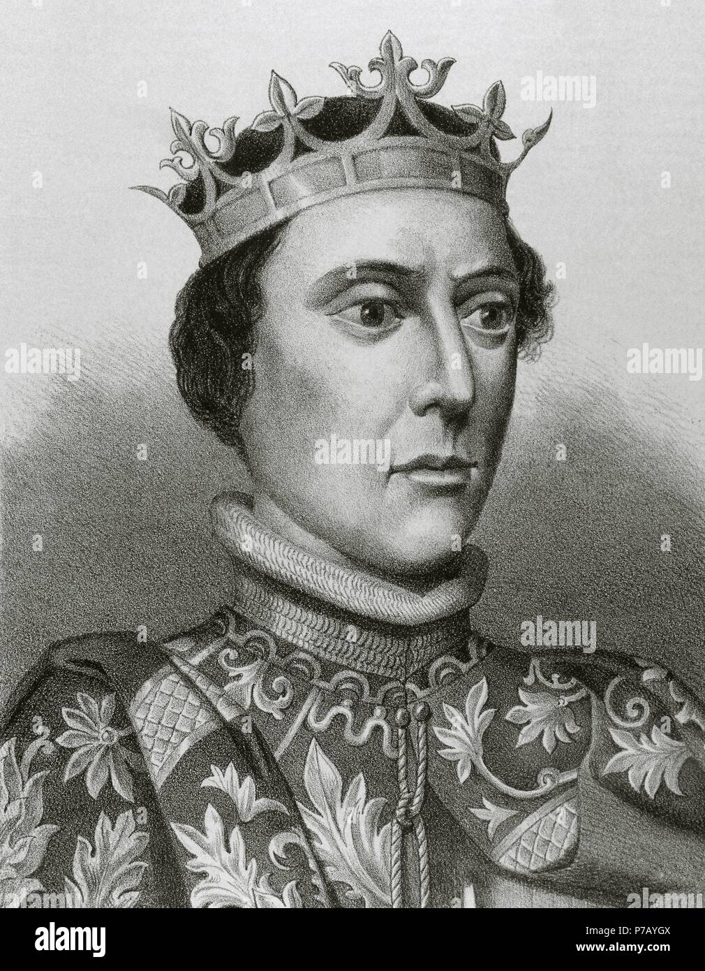 Peter i. von Kastilien (1334-1369) oder Peter der grausame. König von Kastilien und Leon. Gravur in Spanien Illustrated History, 19. Jahrhundert. Stockfoto