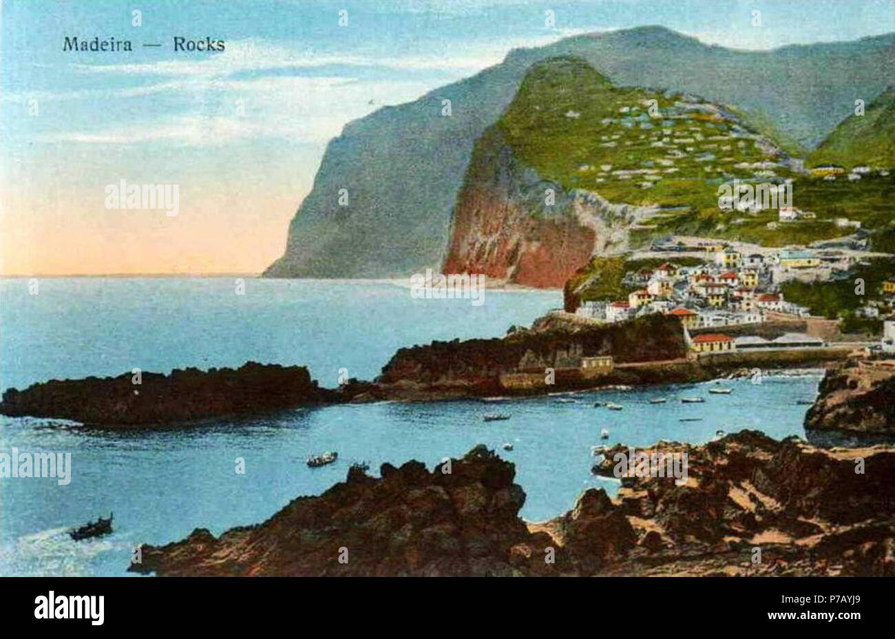 Português: Madeira, Felsen animado Bilhete Post, 1920 (c.). Câmara de Lobos, Ilha da Madeira. ca. 1920 54 Madeira, Felsen Stockfoto