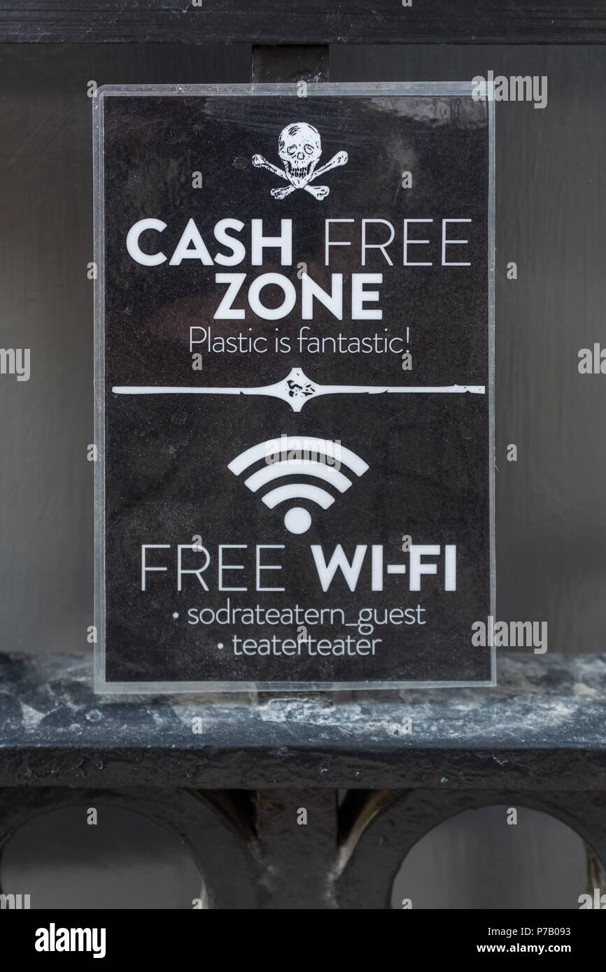 Free Zone und kostenlose Wi-Fi, Södermalm, Stockholm, Schweden Stockfoto