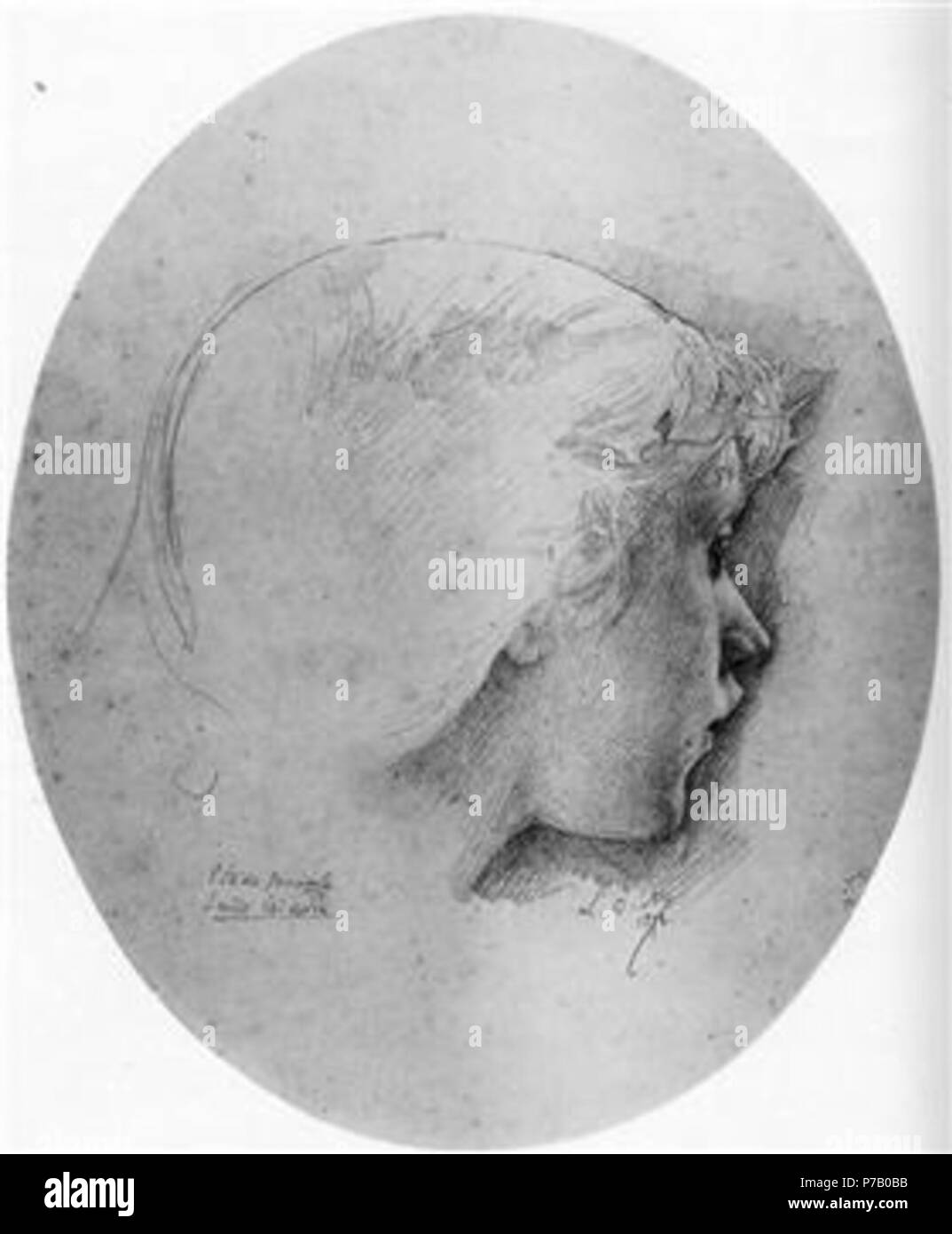 Arbeit von luc-olivier Merson. Vor 1920 57 Merson-Studie-für-den-Kopf-der-ein-Engel-in-saint-isidore - etüde - Gießen - Saint Isidore-1878 Stockfoto