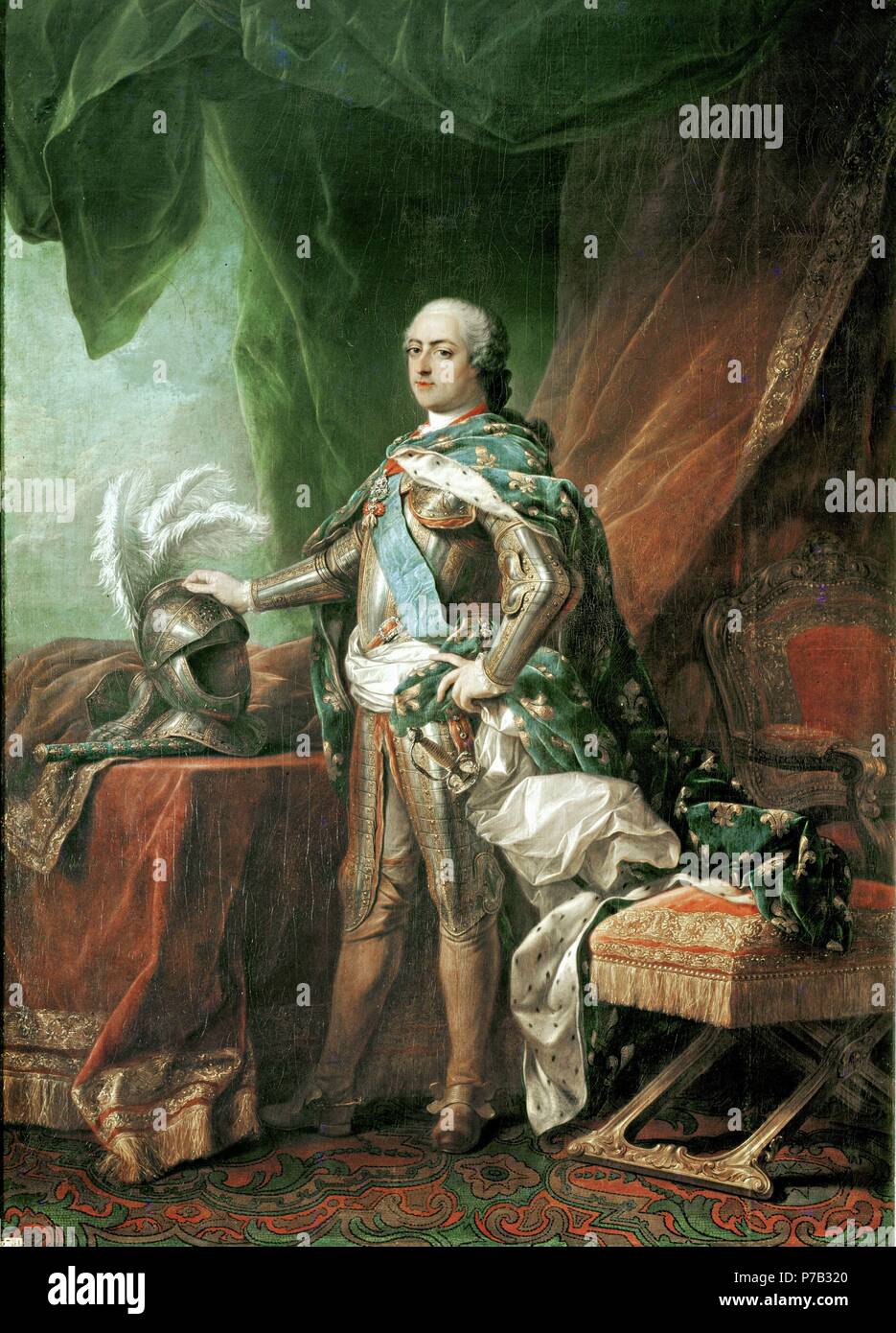 König Ludwig XV. von Frankreich und Navarra 1710-74 von Charles Van Loo (1705-65) lackiert c 1748. Museum: Musée de Versailles. Stockfoto
