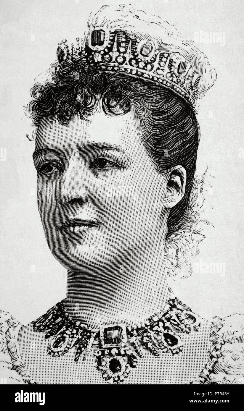 Amelie von Orleans (1865-1951). Königin-Gemahl von Portugal. Gravur. des 19. Jahrhunderts. Stockfoto