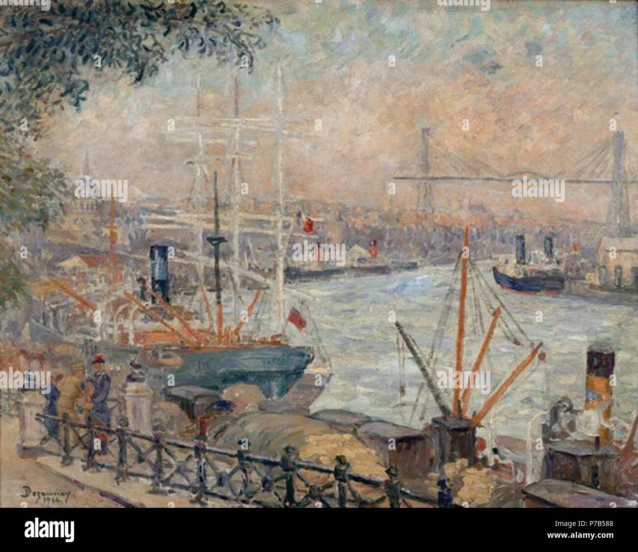 . "Le Port de Nantes". Français: Émile Dezaunay (1854-1938): "Le Port de Nantes" (peinture à l'huile, 1914, Musée du Château des Ducs de Bretagne à Nantes). Vom 6. Oktober 2010, 17:33:24 9 Emile Dezaunay Le Port de Nantes Stockfoto