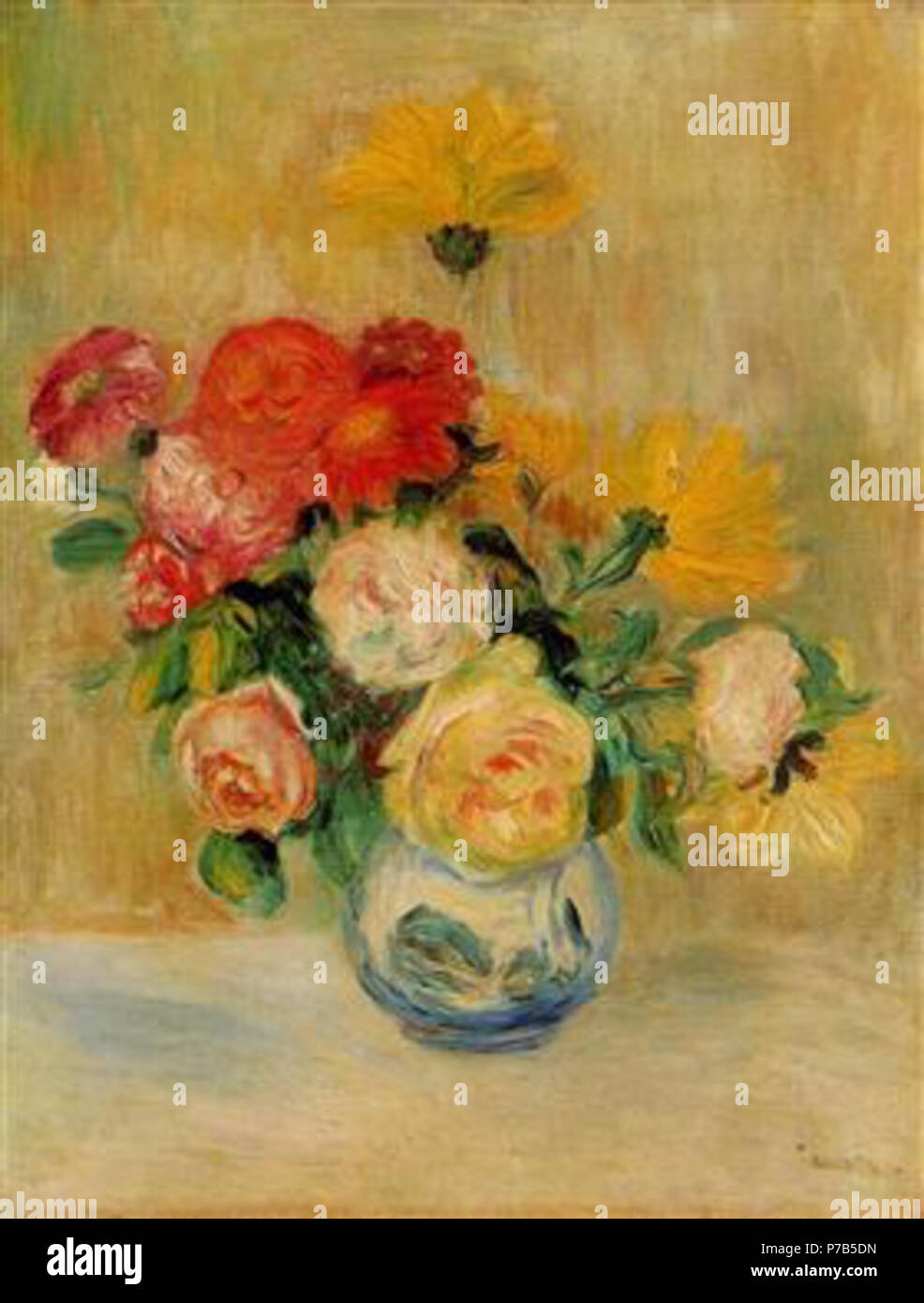 Die Arbeit von Pierre-Auguste Renoir. Vor 1919 73 Renoir - Vase - von - Rosen und Dahlien-1884.jpg! PinterestLarge Stockfoto