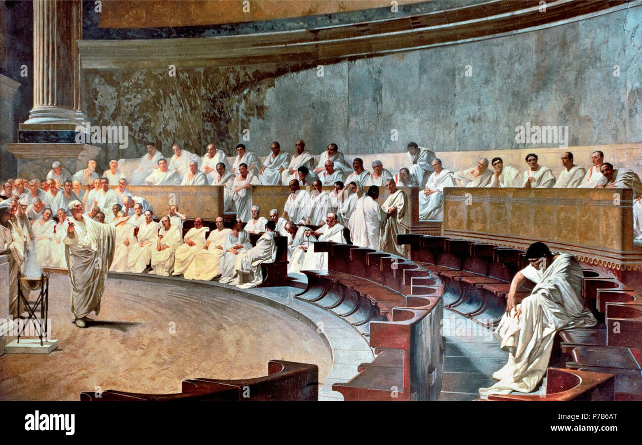. Cicero anprangert Catilina 1889 76 Senado Romano Stockfoto