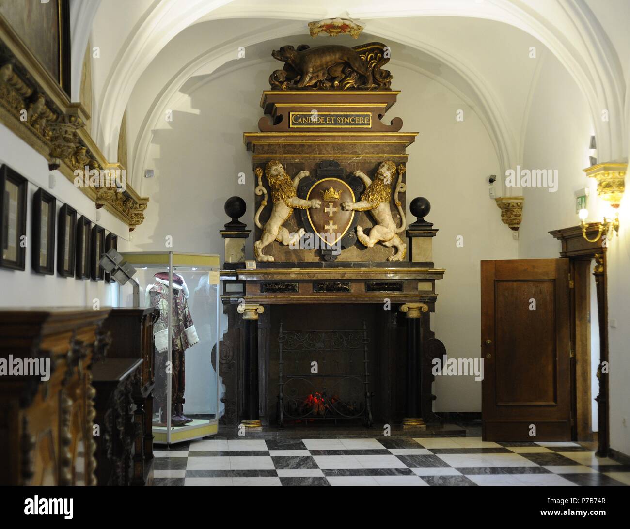 Polen. Danzig. Historisches Museum. Danzig-Rathaus. Renaissance-Barock-Stil. Im Inneren. Stockfoto