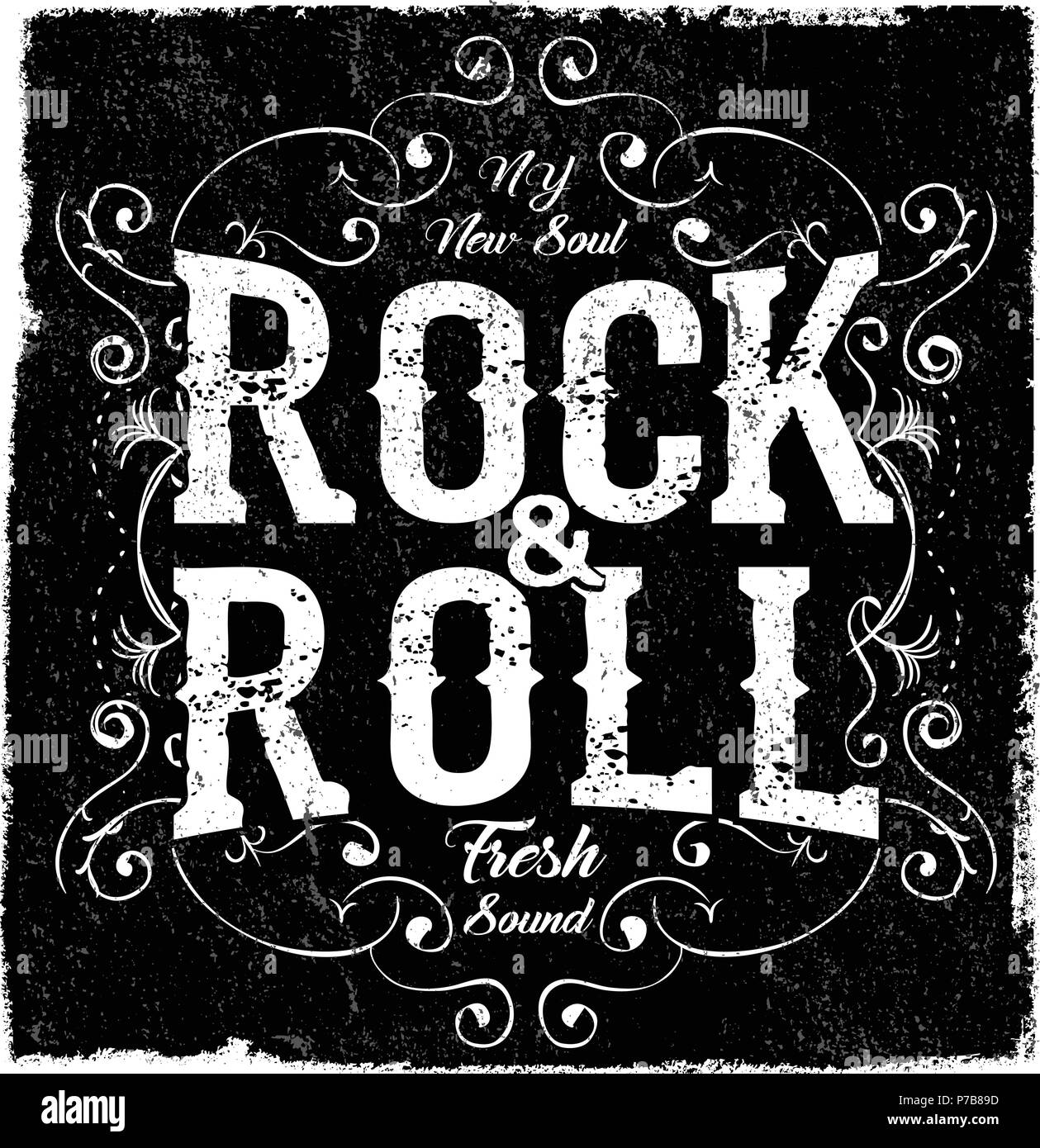 Rock Poster monochrome Hipster vintage Label; Abzeichen; flayer' hard rock' für Poster oder ein T-Shirt drucken mit E-Gitarre; Blitz Stock Vektor