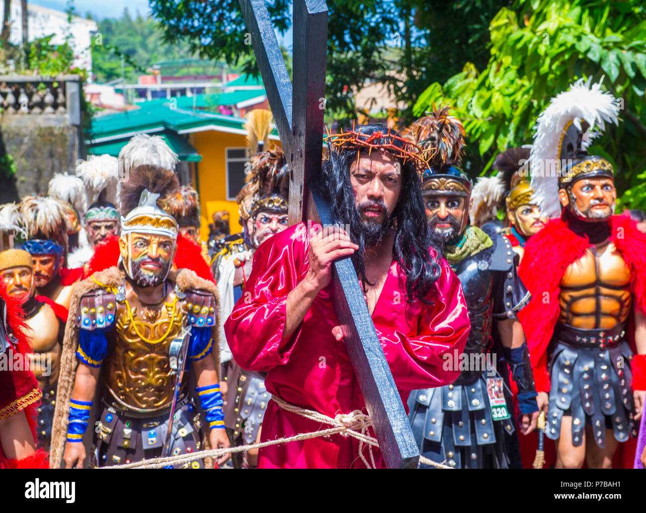 Teilnehmer am Moriones-Festival auf der Insel Boac Marinduque auf den Philippinen. Stockfoto