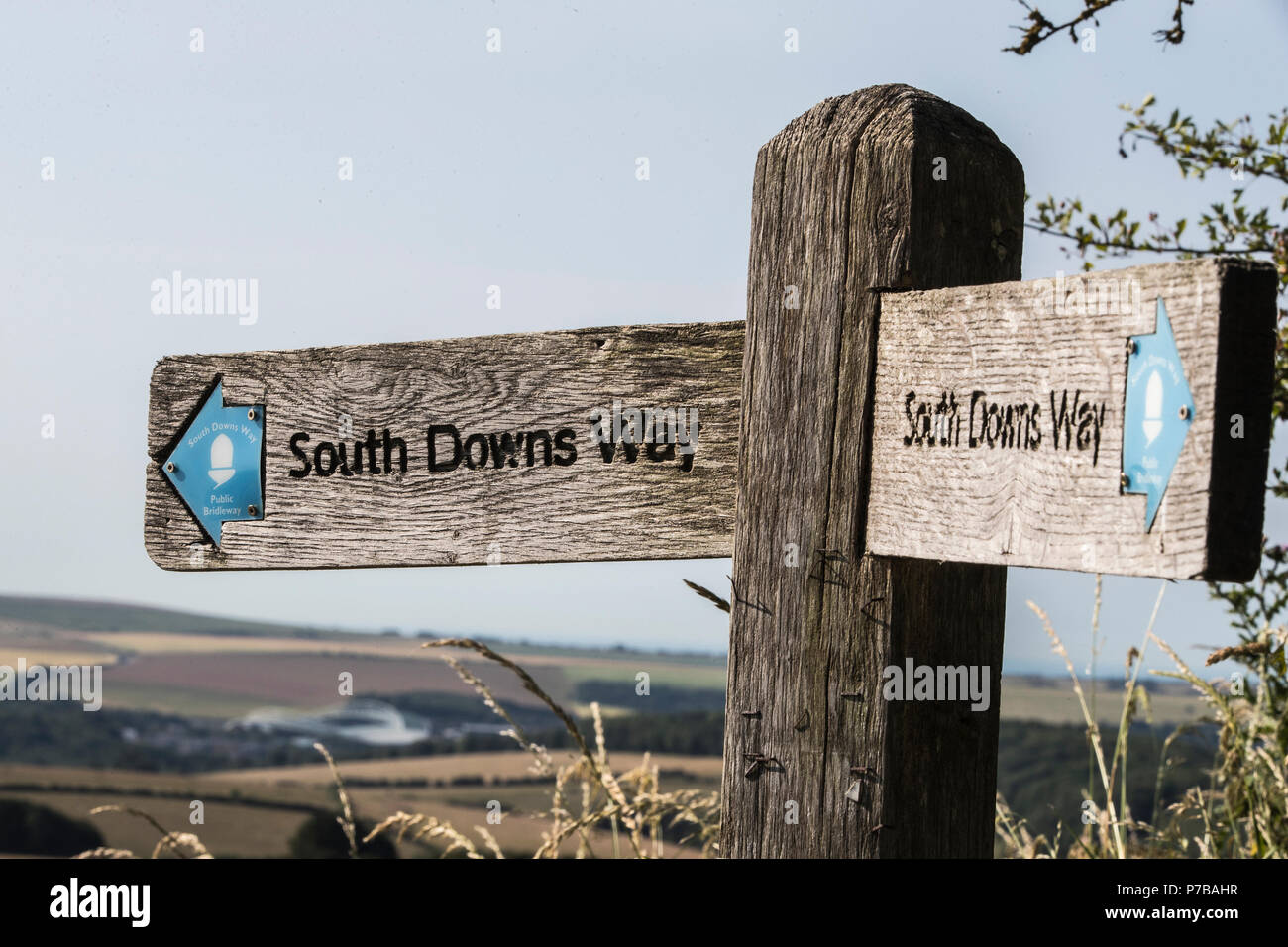 South Downs Way Wegweiser Stockfoto