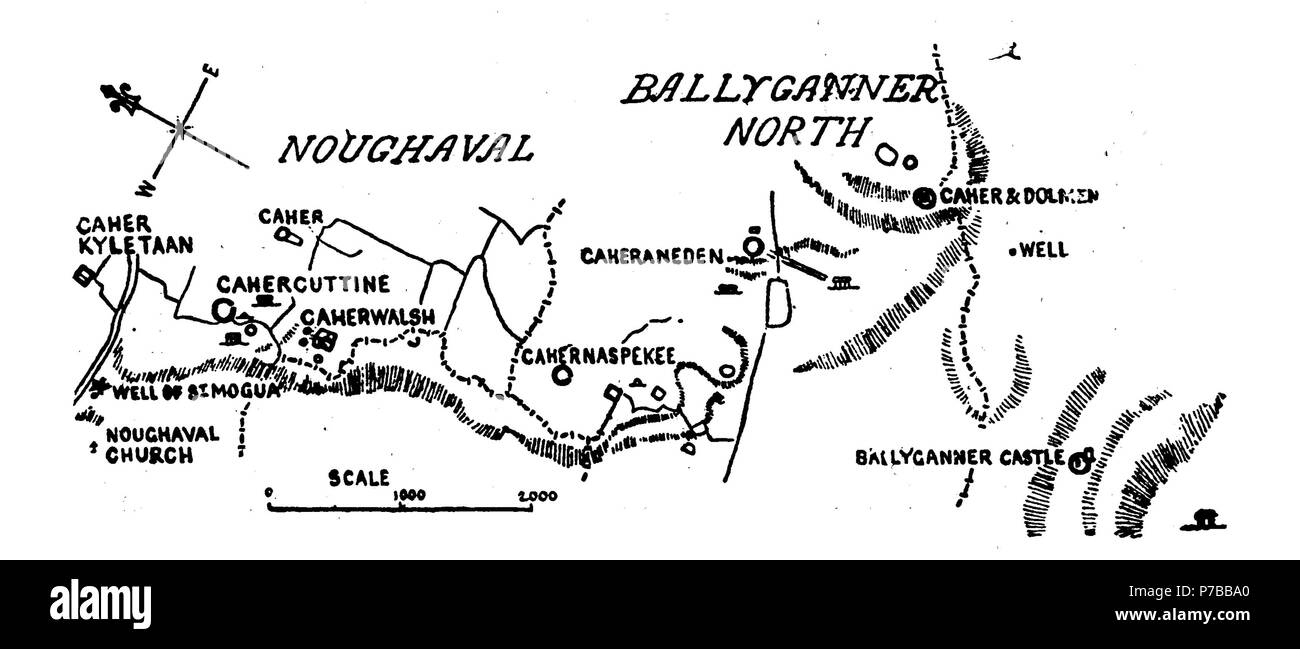 54 Karte Noughaval und Ballyganner nördlich von Thomas Johnson Westropp 1897 Stockfoto