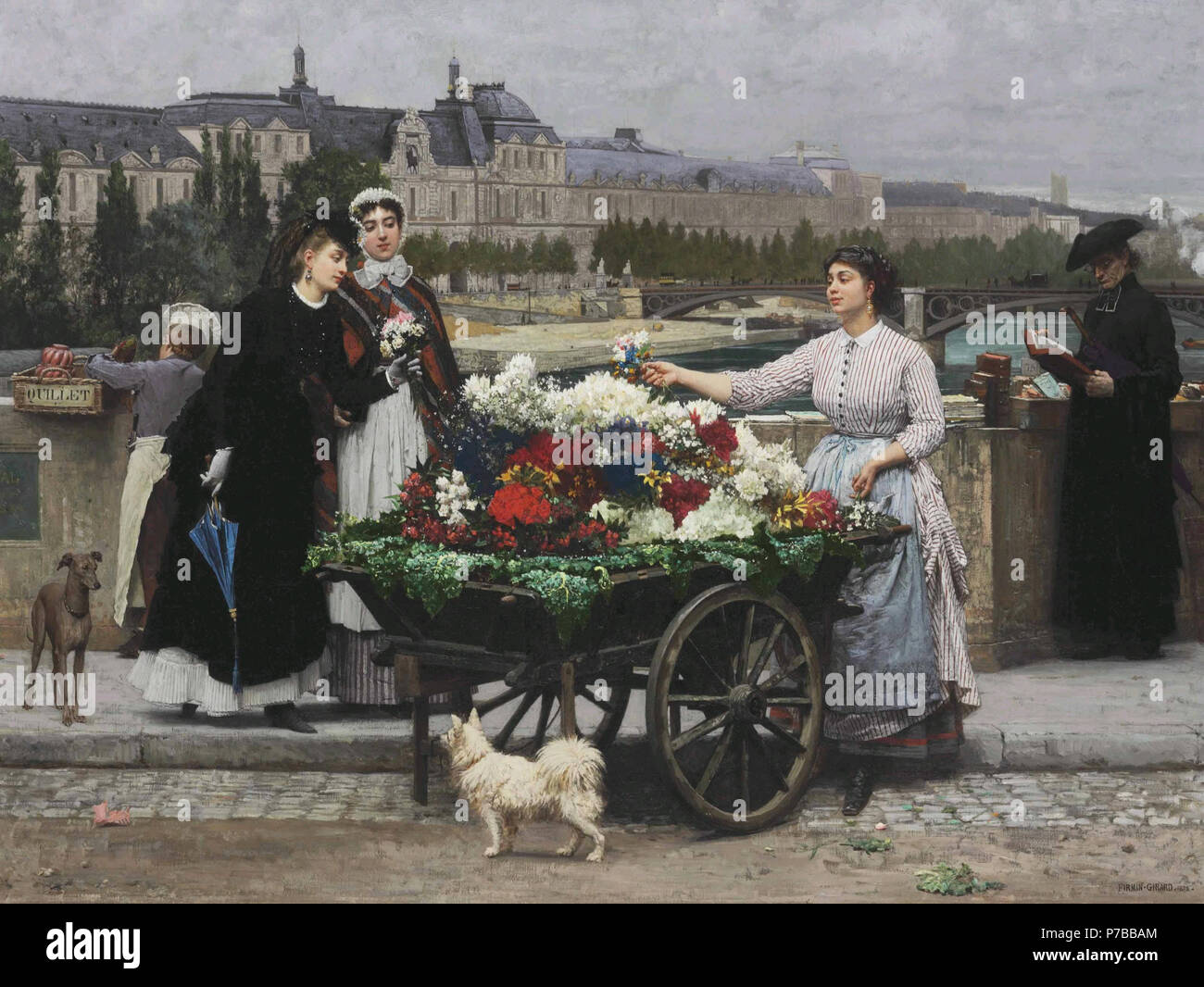 54 Marie-François Firmin-Girard - Blume Verkäufer auf dem Pont Royal, 1872 Stockfoto