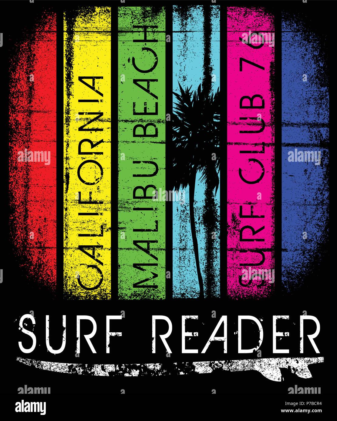 Surf Kalifornien Typografie, t-shirt, Grafiken, Poster, Banner, Flyer, Print, Postkarte Stock Vektor