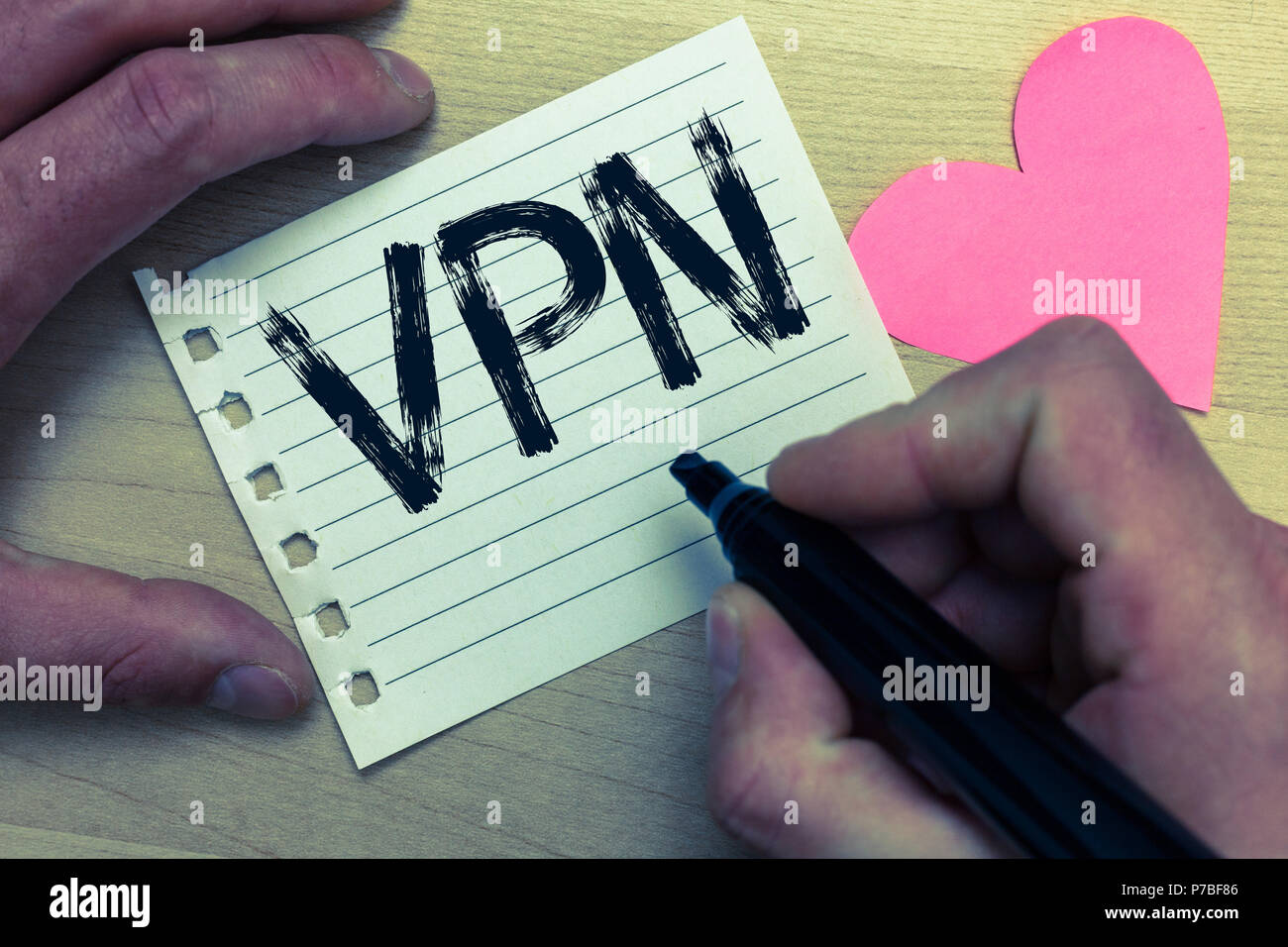 Text zeichen Vpn angezeigt. Konzeptionelle Foto sicheren virtuellen privaten Netzwerk über vertrauliche Domain geschützt Holz schön Liebe Farbe hart-Marker Pen Kunst Stockfoto