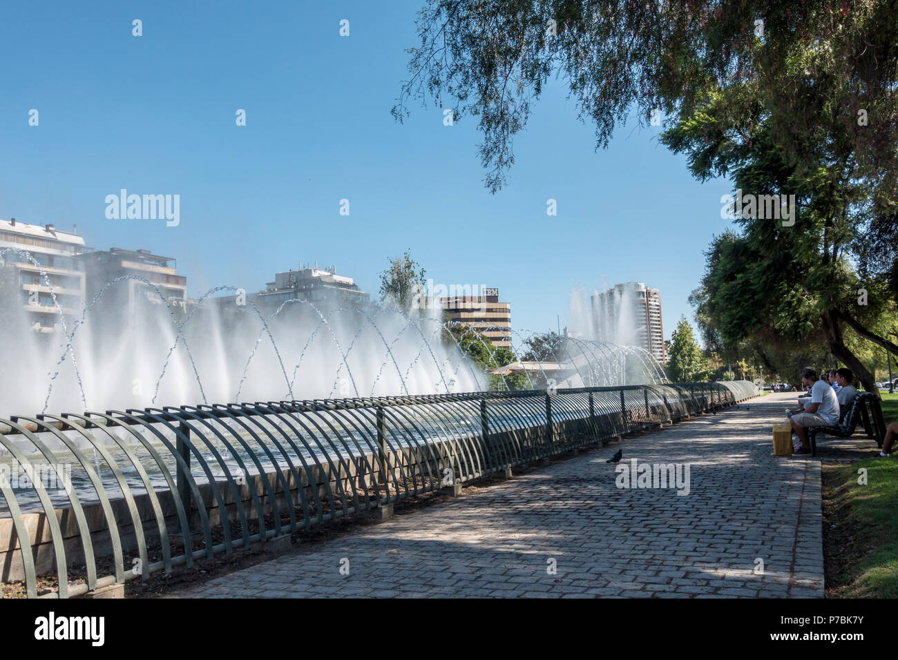 Brunnen an der Luftfahrt Memorial, Santiago, Chile Stockfoto