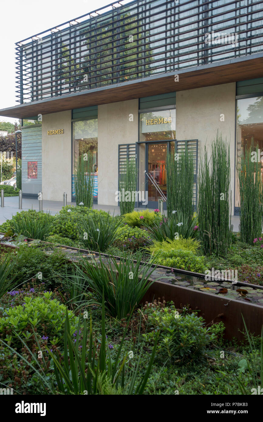 Japanisch inspirierten Garten im Hermes Boutique in Las Condes, Santiago Stockfoto