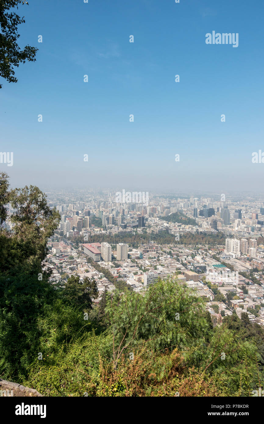 Blick auf Santiago aus San Christobal Hill, Bellavista, Santiago Stockfoto