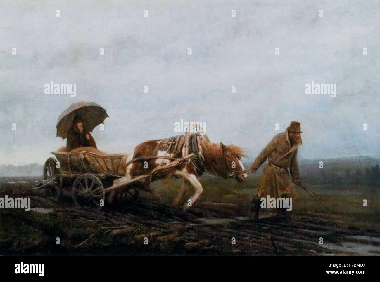 81 Творожников Иван Иванович (Россия, 1848-1919)" Бездорожье в Тверской губернии. Земский врач" Stockfoto