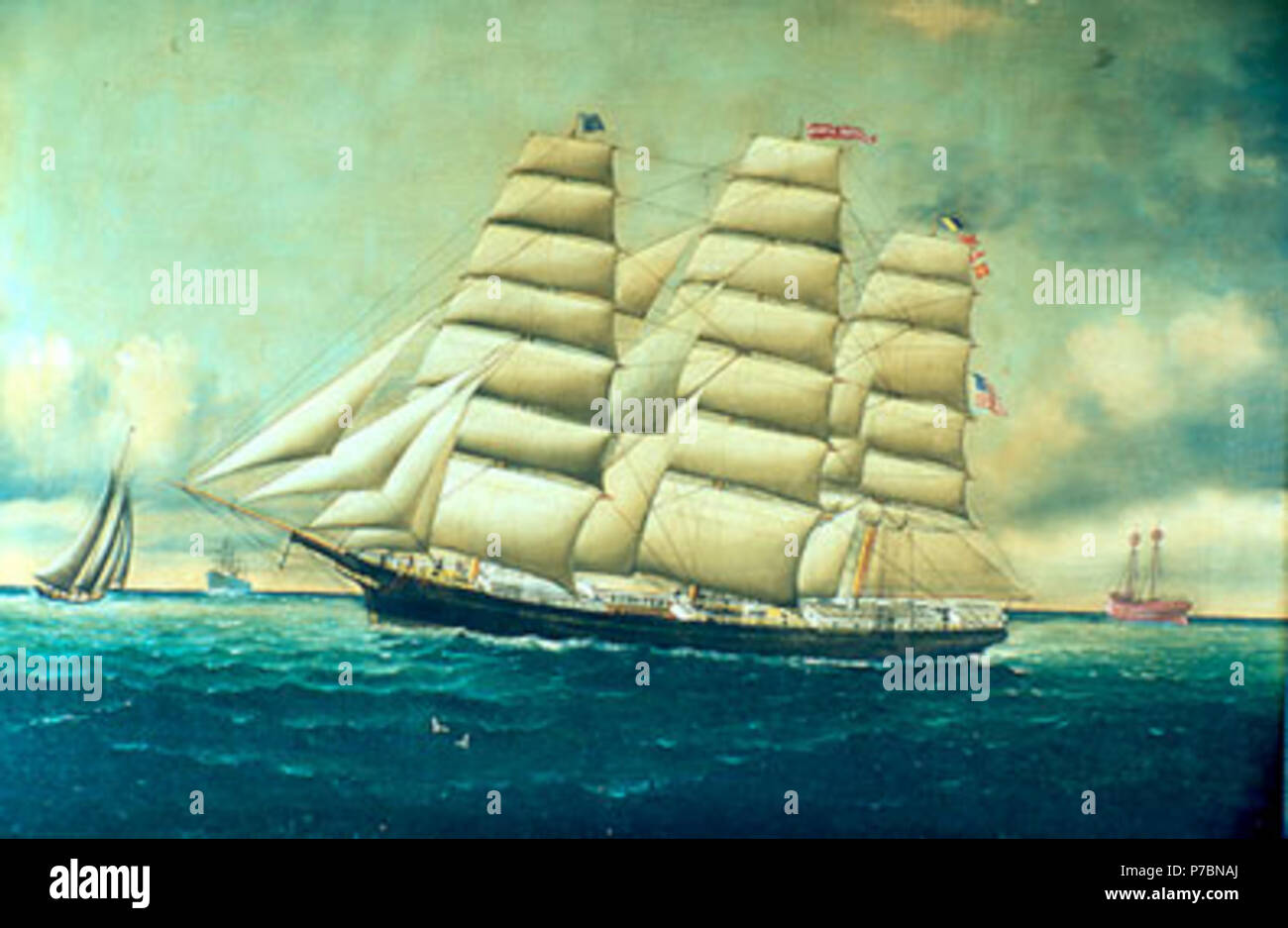 . Schiff Mary L. Cushing. Schiff Mary L. Cushing aus Sandy Hook Licht. Datum unbekannt 84 William G. Yorke - Schiff Mary L. Cushing Stockfoto