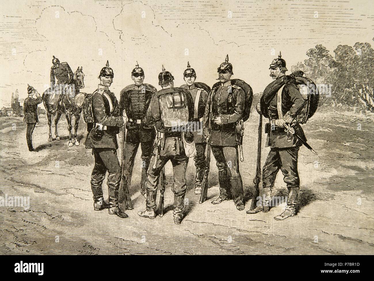 Ersten Weltkrieg (1914-1918). Neue einheitliche deutsche Infanterie. Gravur, 20. Jahrhundert. Stockfoto