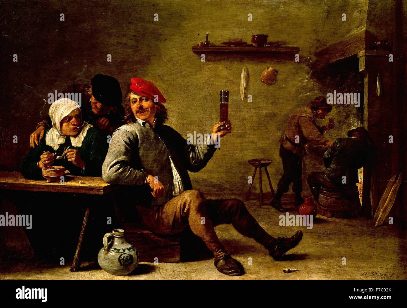 Hombre sujetando un vaso y Vieja con una Pipa. Museum: National Gallery/LONDRES/G. BRETAÑA. Stockfoto
