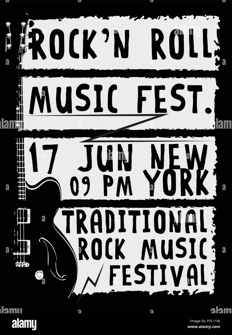 Hand Rock Festival Plakat gezeichnet. Rock und Roll unterzeichnen. Stock Vektor