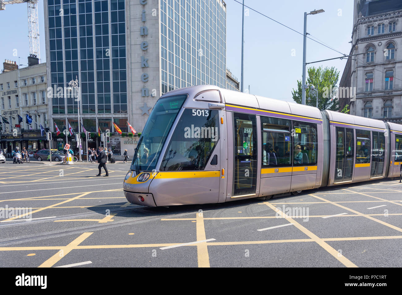 Luas Straßenbahn-/Stadtbahnsystem, O'Connell Street Lower, Dublin, Republik Irland Stockfoto