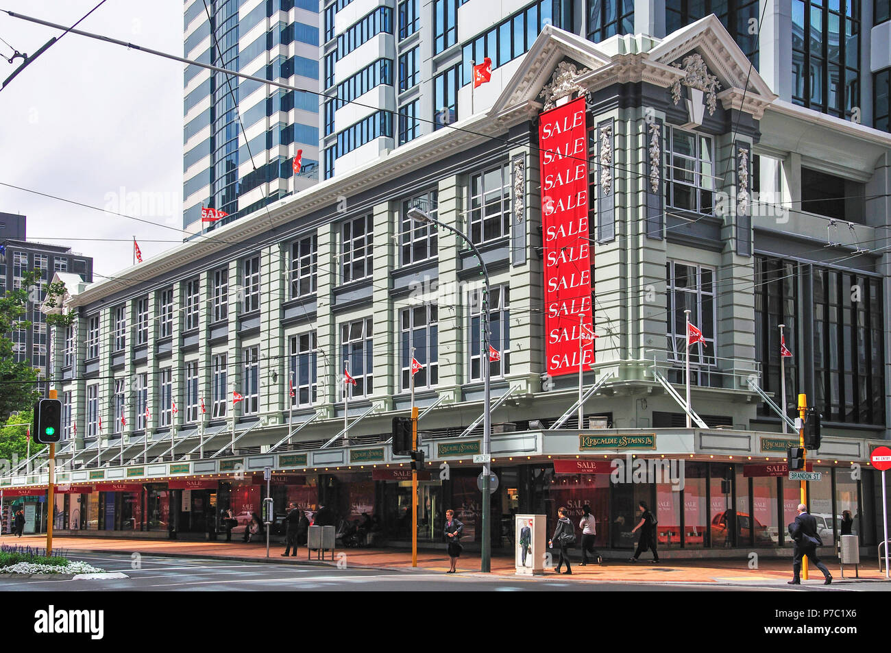 Kirkcaldie & Flecken Ltd Kaufhaus, Lambton Quay, Wellington, Region Wellington, Nordinsel, Neuseeland Stockfoto