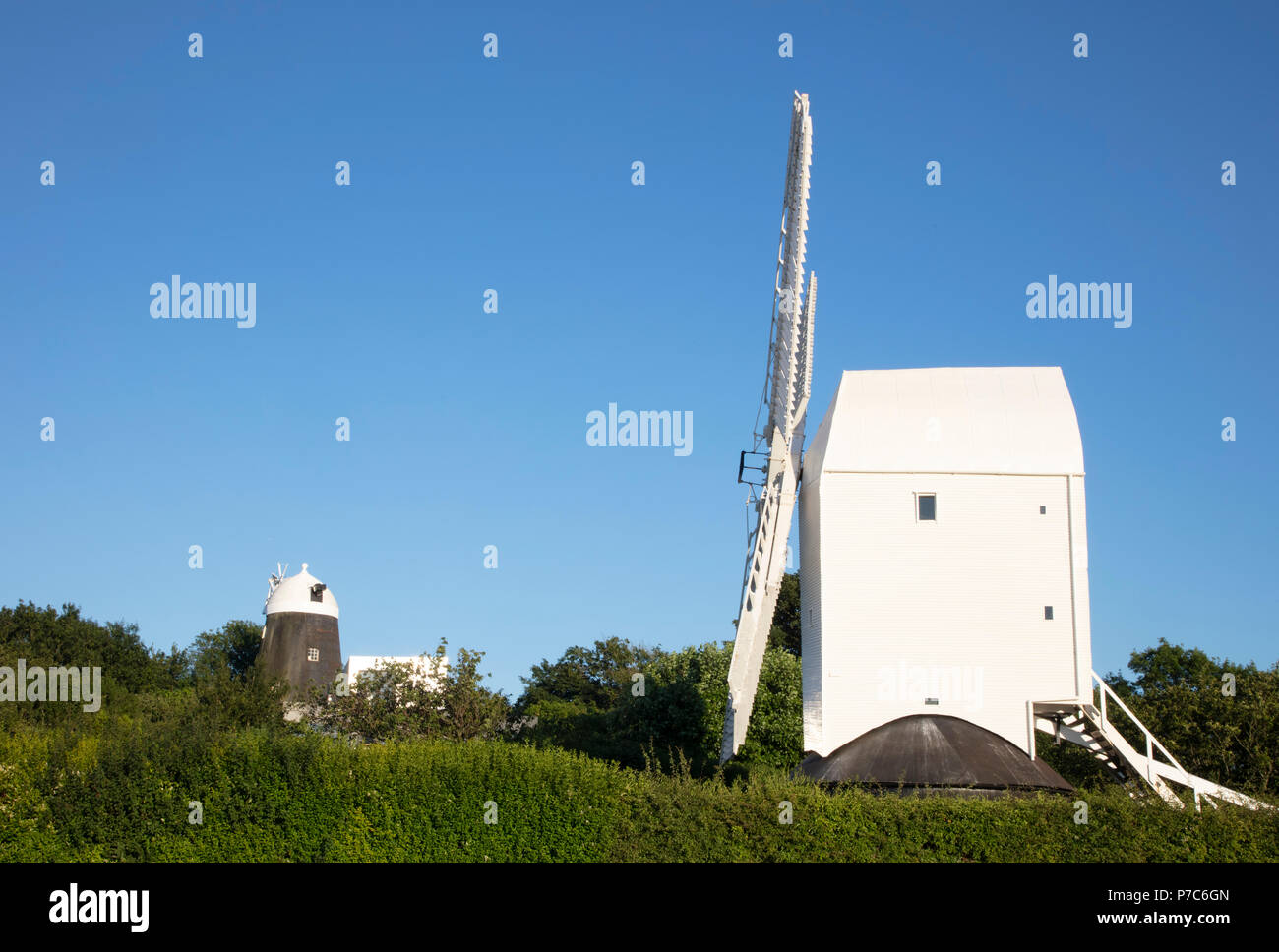 Jack und Jill Windmühlen an der South Downs National Park, Clayton, Mid Sussex Stockfoto