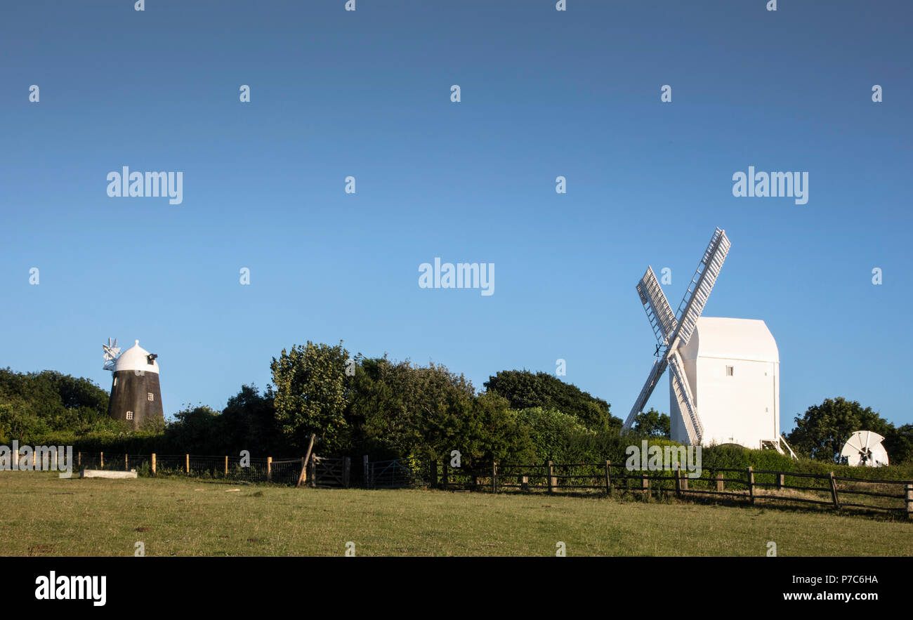Jack und Jill Windmühlen an der South Downs National Park, Clayton, Mid Sussex Stockfoto
