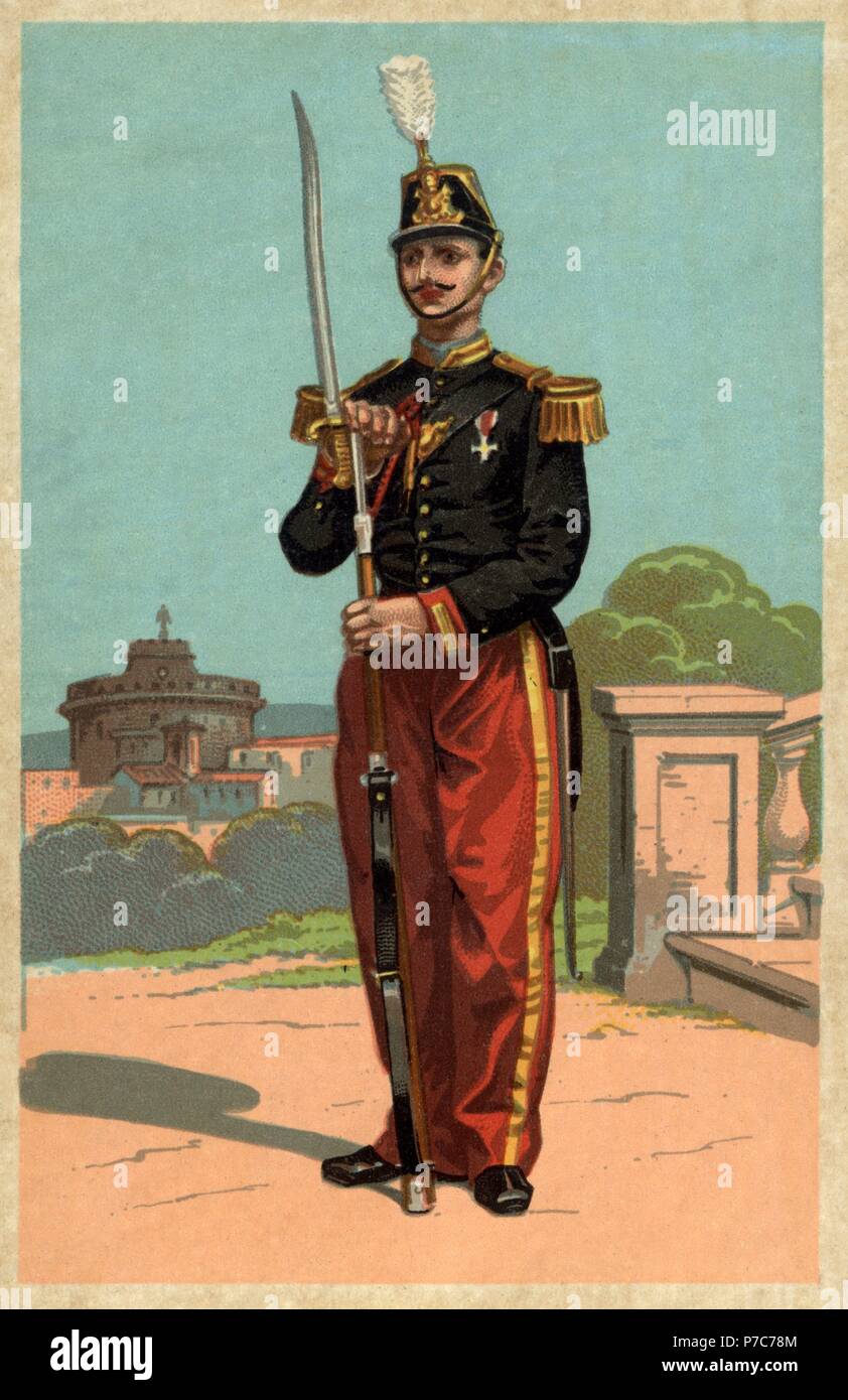 Ciudad del Vaticano. Guardia Palatina. Grabado de 1910. Stockfoto