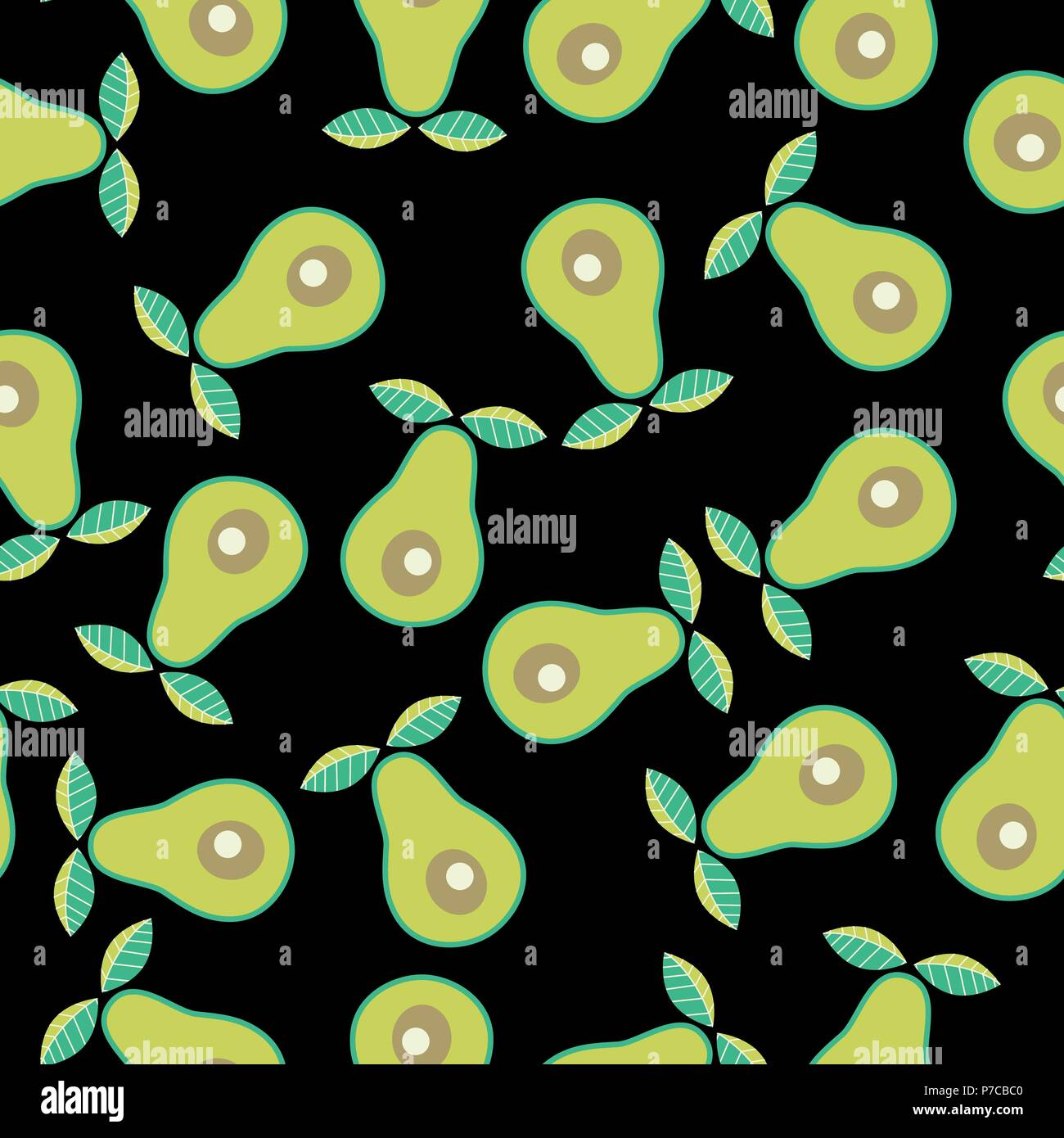 Die nahtlose Vektor abstrakte Natur avocado Muster auf Schwarz Stock Vektor
