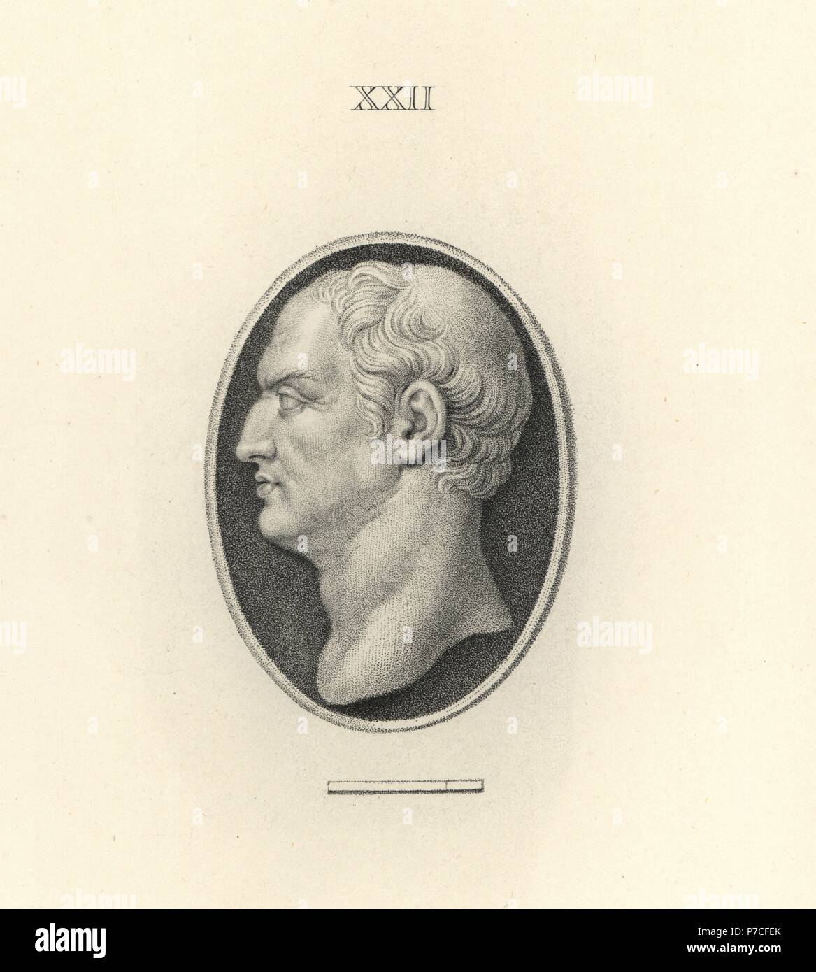 Gaius Cilnius Maecenas, politischer Berater zu Octavian, später Römischen Kaiser Augustus. Kupferstich von Francesco Bartolozzi von 108 Platten von Antike Edelsteine, 1860. Die Edelsteine wurden aus der Sammlung des Herzogs von Marlborough. Stockfoto