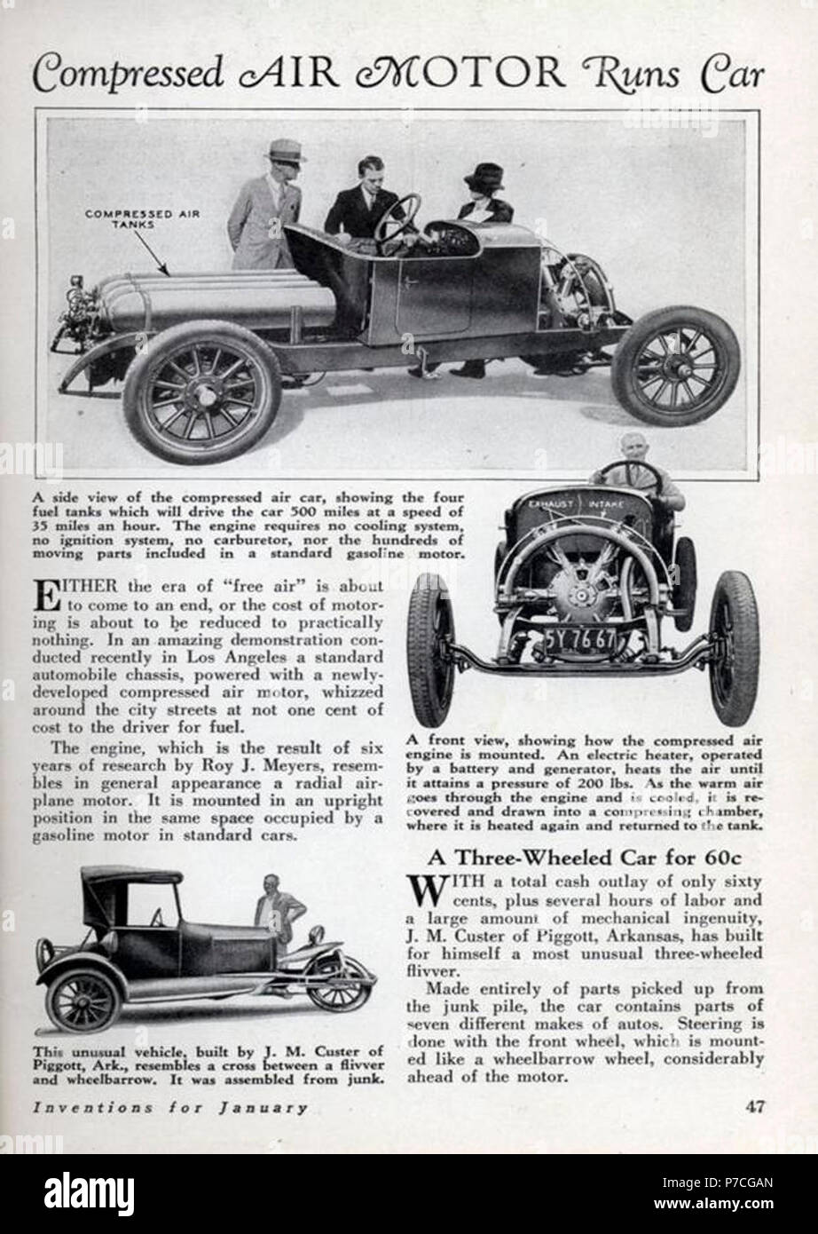 1932 Roy J Meyers Druckluft Auto. Stockfoto