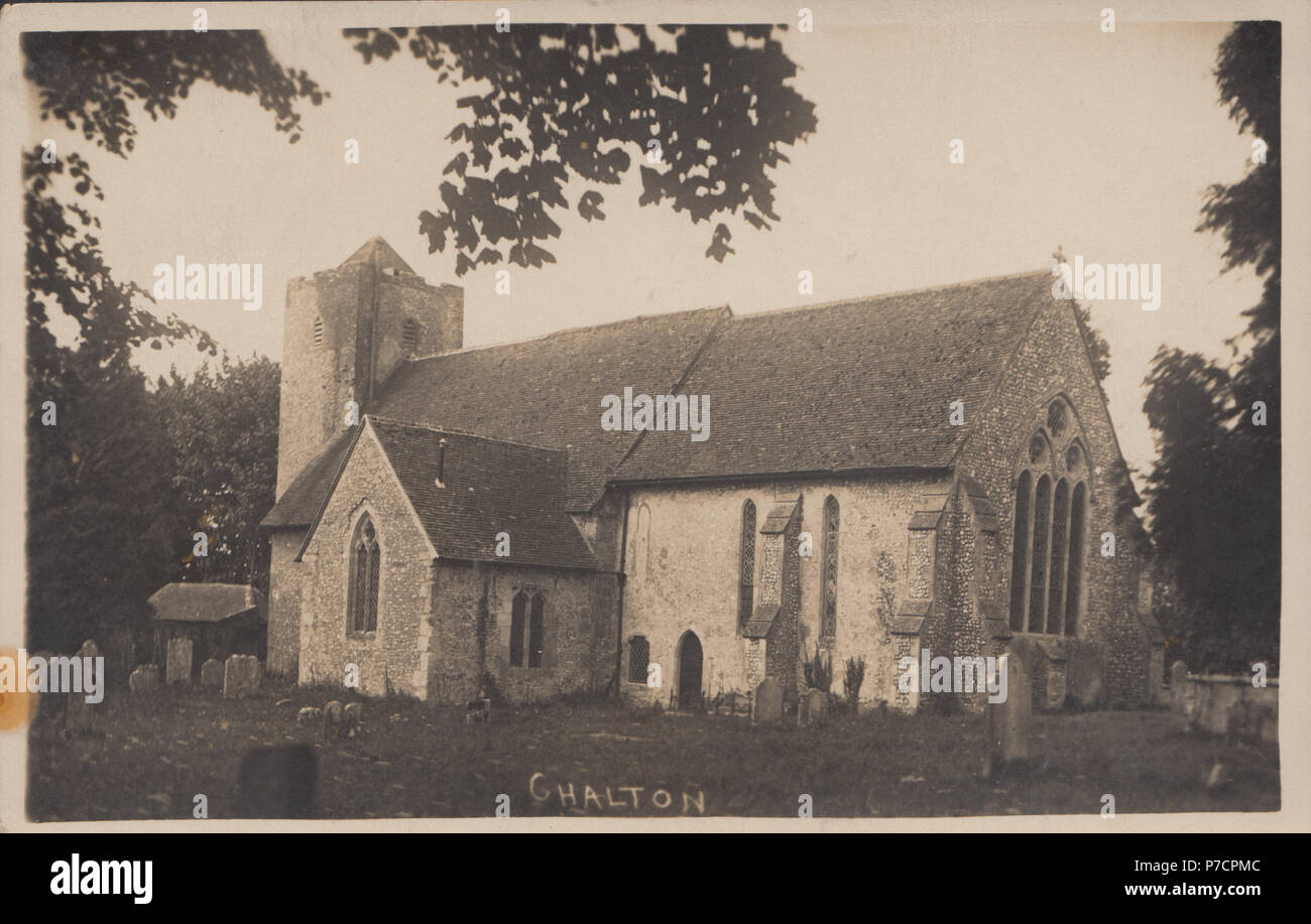 Vintage echten Foto von chalton Kirche, Hampshire, England, Großbritannien Stockfoto