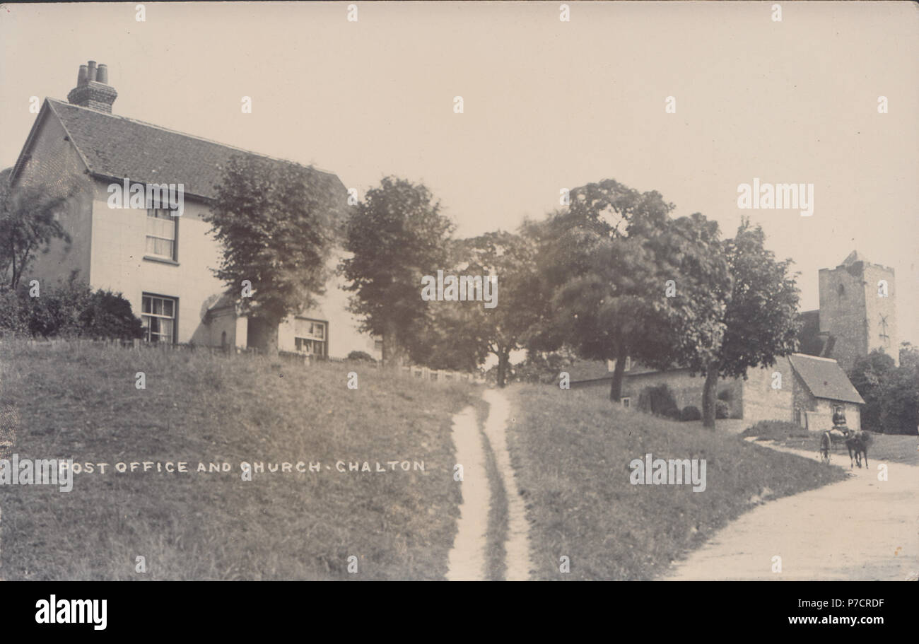 Vintage echten Foto von chalton Post und Kirche, Hampshire, England, Großbritannien Stockfoto