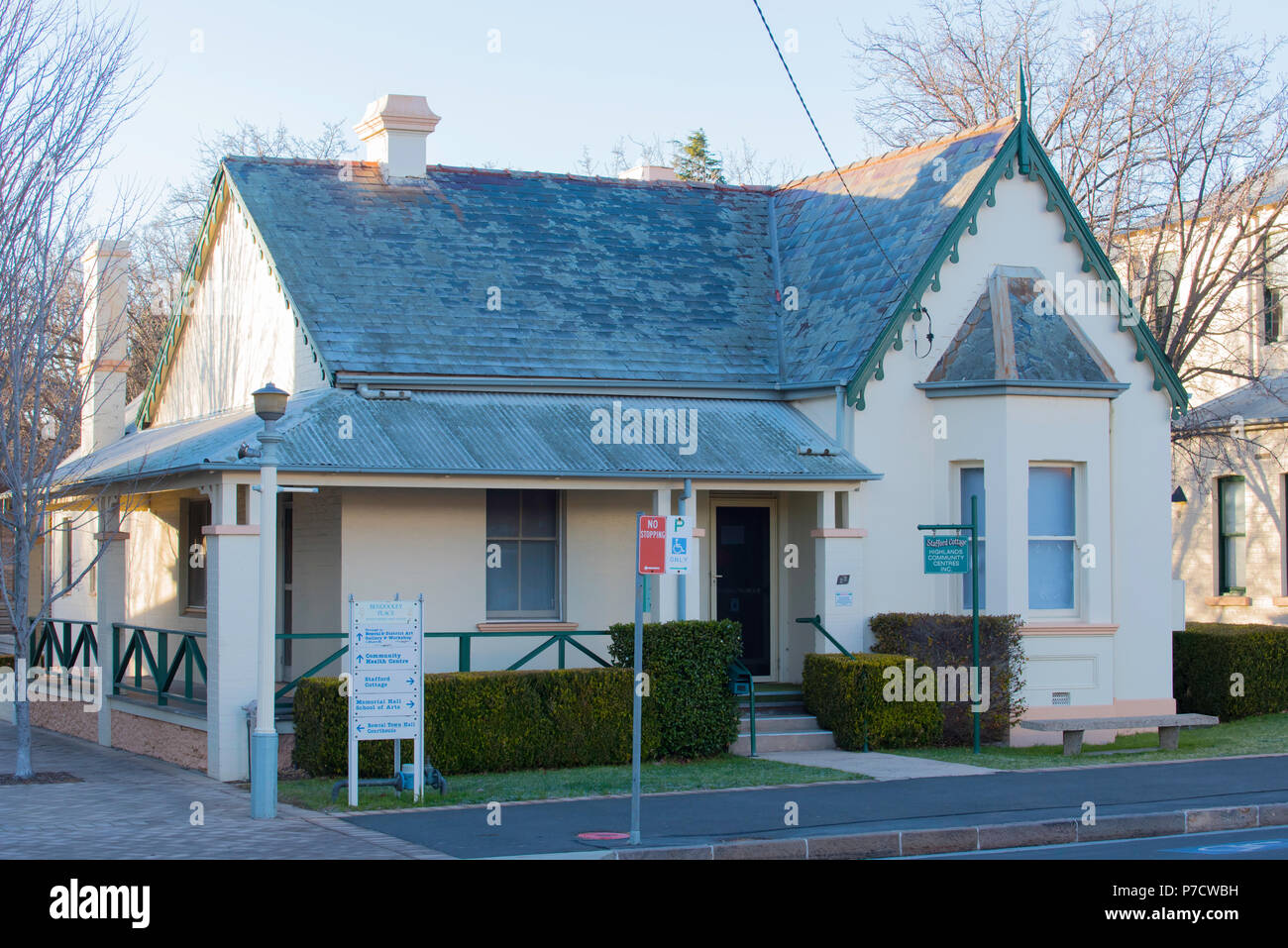 Stafford Cottage in Bendooley St, Bowral home zu den Highlands Community Center. Stockfoto