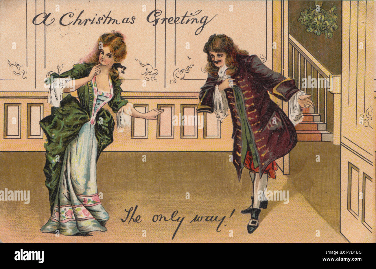 Weihnachtsgrüße Postkarte - Der einzige Weg! Stockfoto