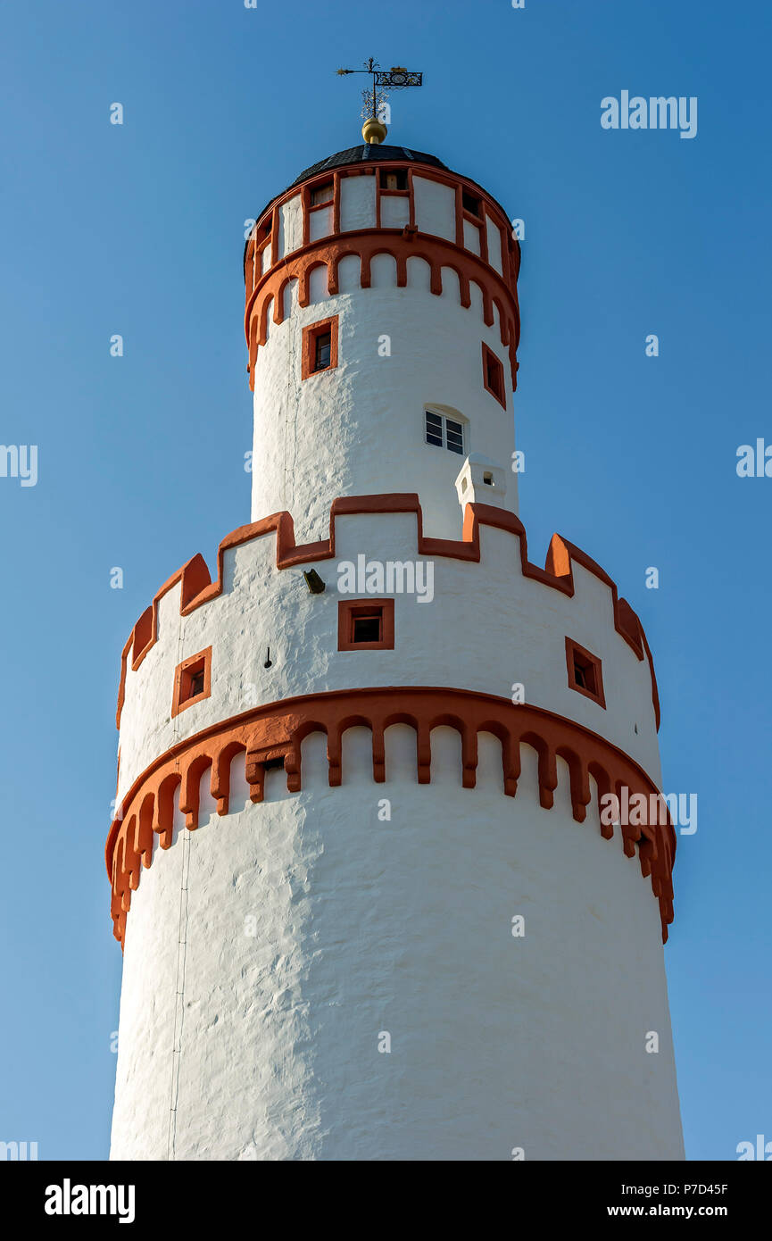 Mittelalterliche Bergfried, Weißen Turm, Innenhof, Landgraf's Castle, Bad Nauheim, Hessen, Deutschland Stockfoto