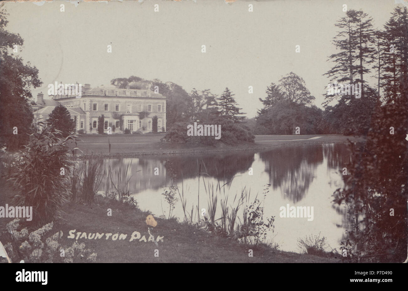 Jahrgang 1906 Foto von Staunton Park House, Staunton-On-Pfeil, Herefordshire, England, UK. 1921 abgerissen. Stockfoto