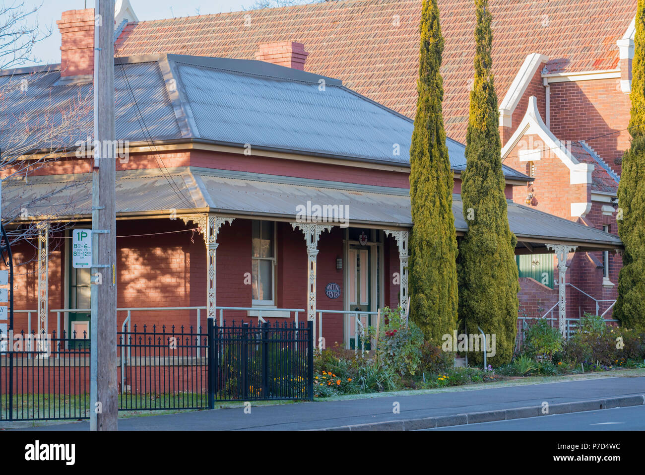 Bowral NSW, Australien, eine Föderation Haus auf Bendooley Straße, beherbergt heute die Vereinigung der Unionskirche mit öffentlichen Mitteln Stockfoto