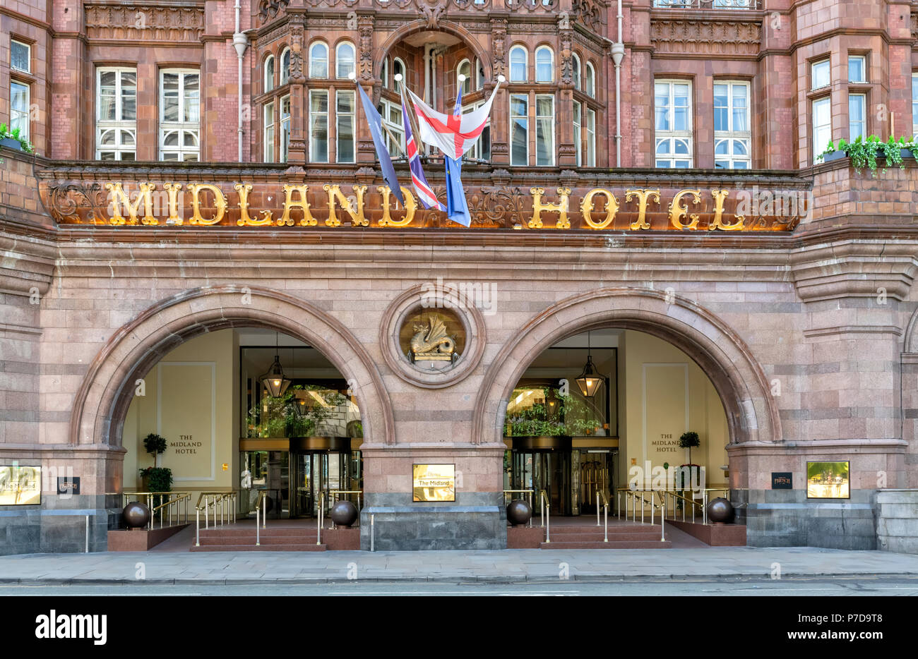 Die Vorderseite des Midland Hotel in Manchester, Großbritannien Stockfoto