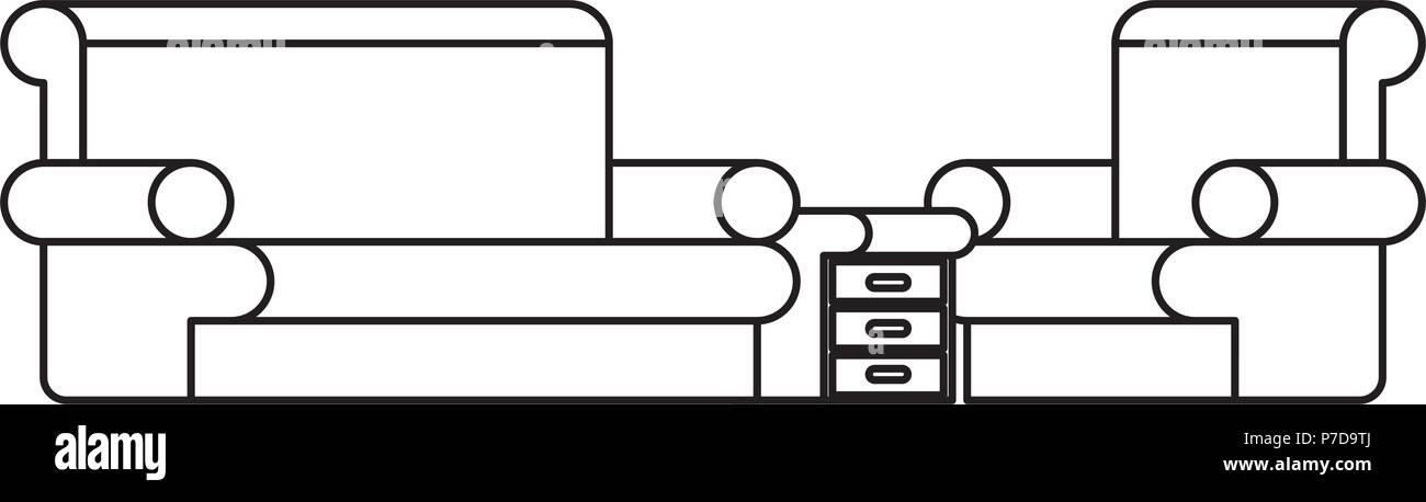 Wohnzimmer Szene Symbole Stock Vektor