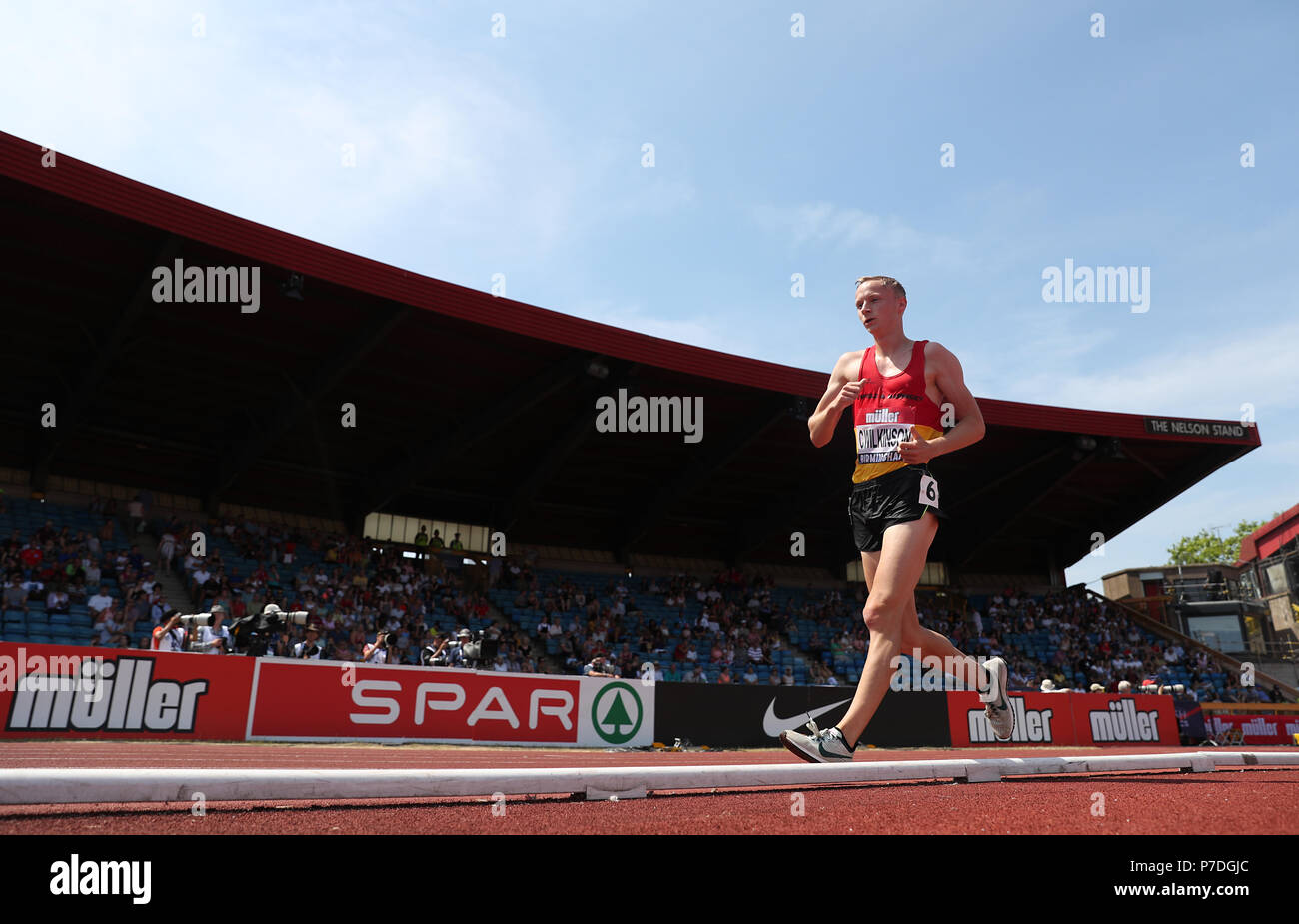 Großbritanniens George Wilkinson konkurriert in der Männer 5000 Meter Finale bei Tag zwei Der Muller britischen Leichtathletik Meisterschaften an Alexander Stadium, Birmingham. Stockfoto