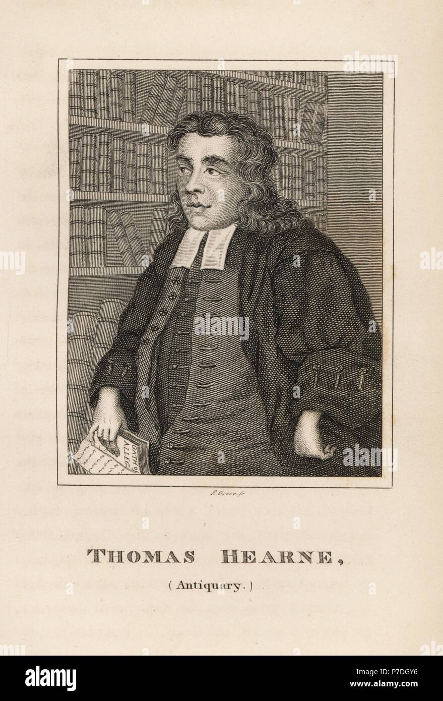 Thomas Hearne, Antiquariaten und Büchersammler, 18. Gravur von R. Grab von James Caulfields Porträts, Memoiren und Zeichen von bemerkenswerter Personen, London, 1819. Stockfoto