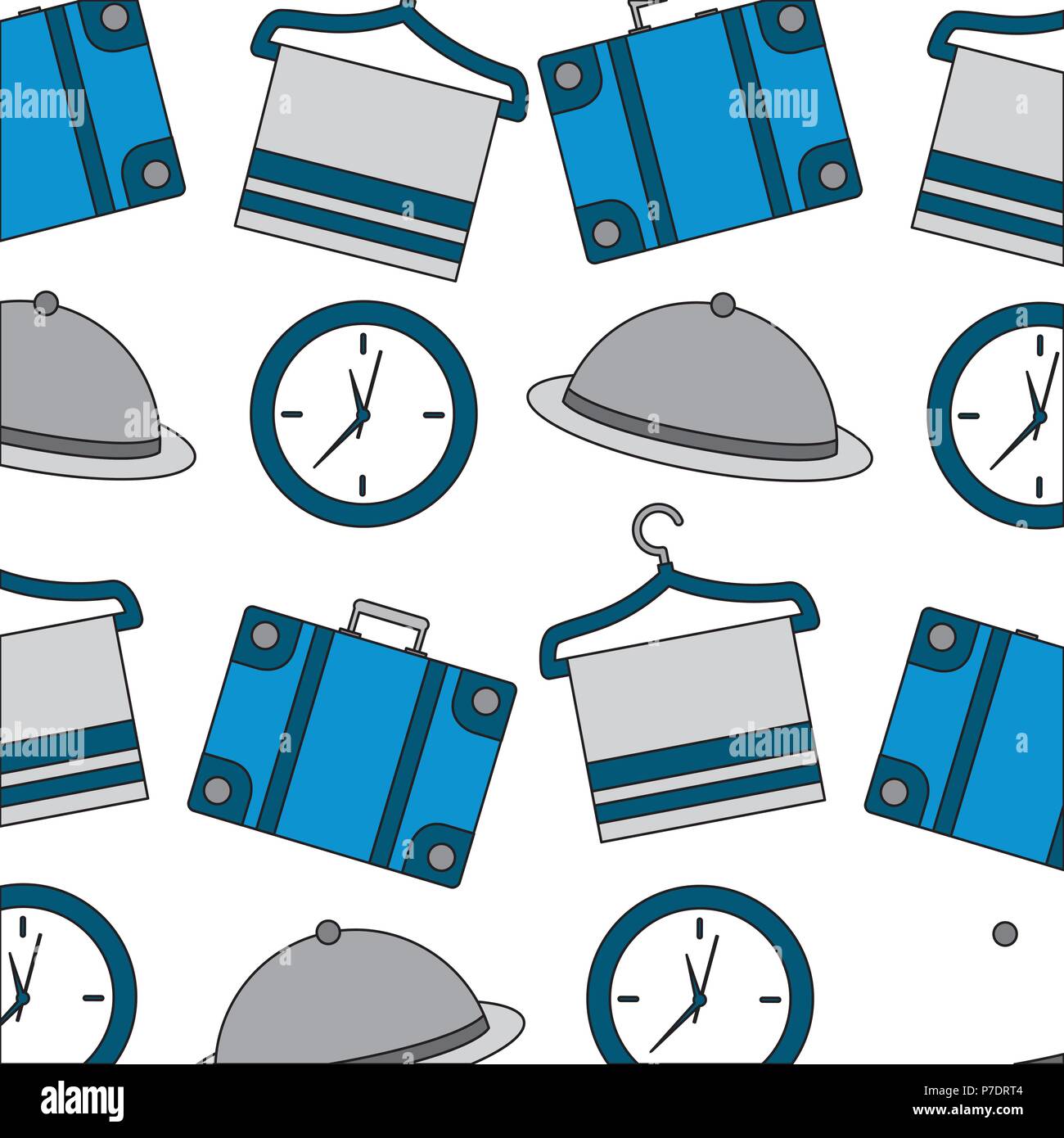 Hotel koffer Wecker Fach und handtuchhaken Hintergrund Vector Illustration Stock Vektor