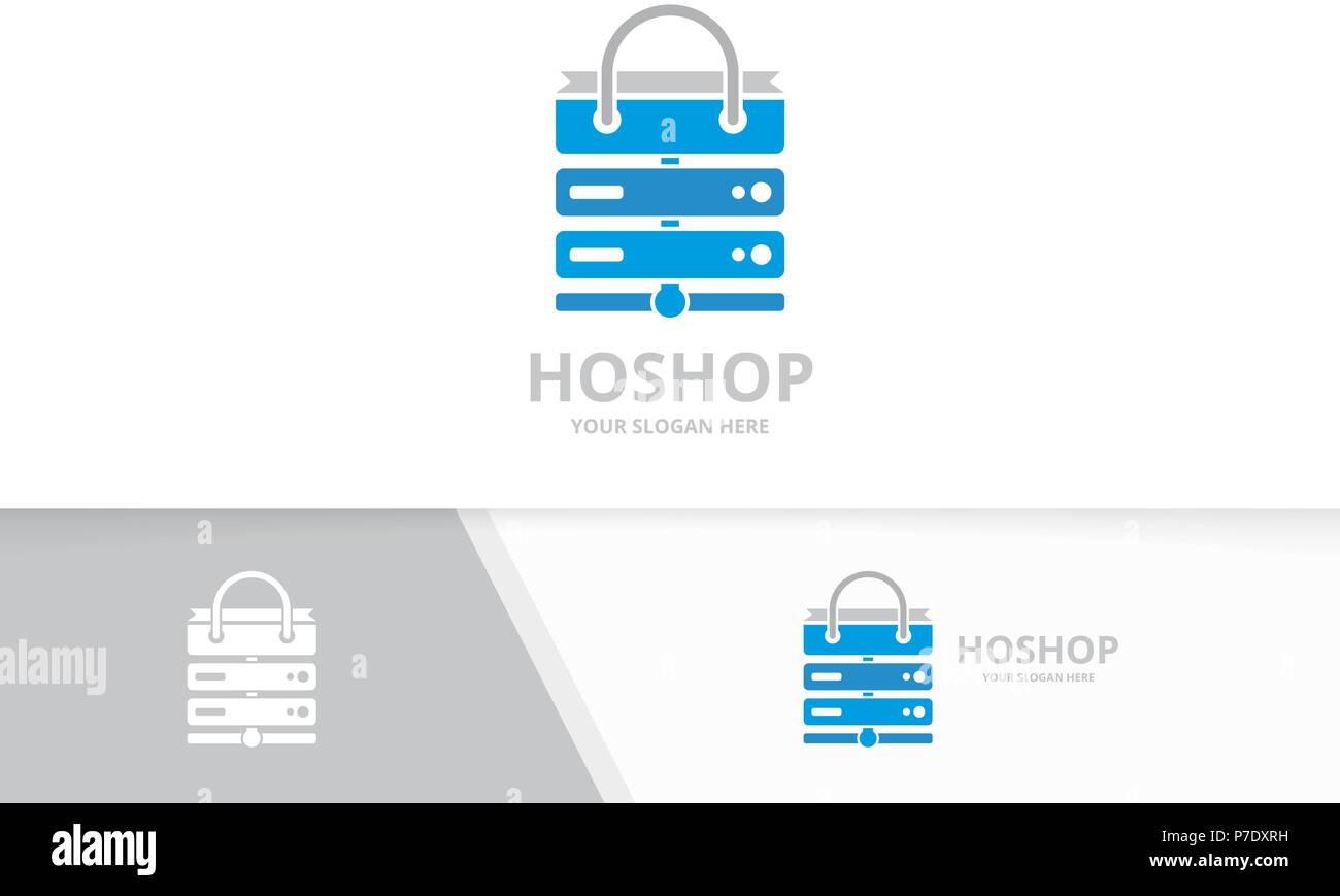 Vektor host und shop Logo Kombination. Server und Verkauf Symbol oder ...