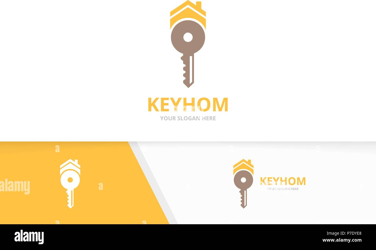 Vector Key und Immobilien logo Kombination. Schloss und Haus Symbol oder Icon. Einzigartige Haus und Miete Logo Design Template. Stock Vektor