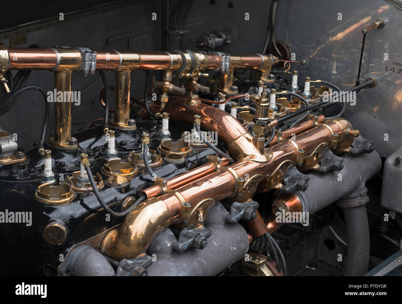 Motor Detail eines vor 1940 Rolls Royce Silver Ghost. Stockfoto