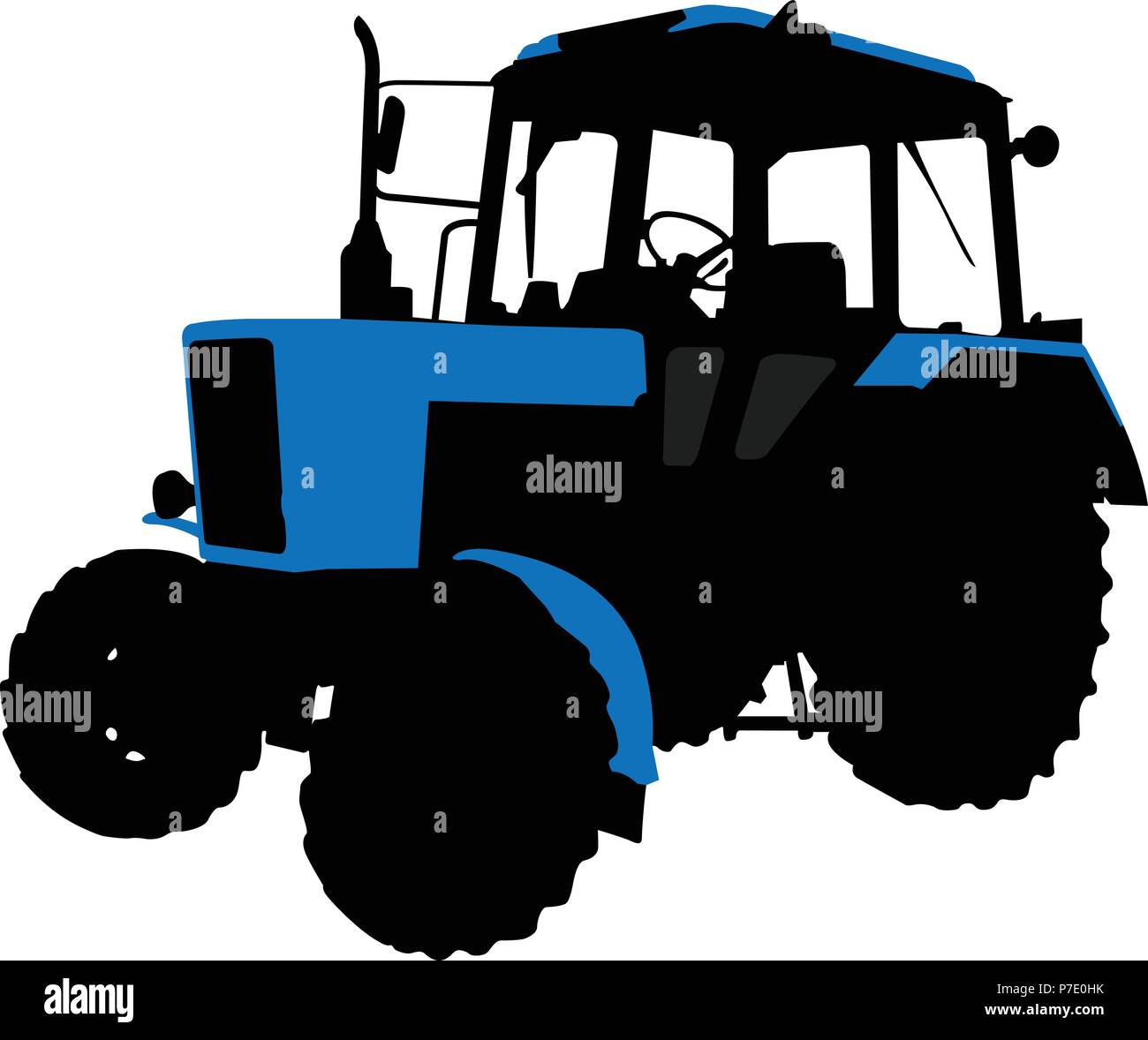 Generische Radtraktor Silhouette - Landmaschinen. Stock Vektor