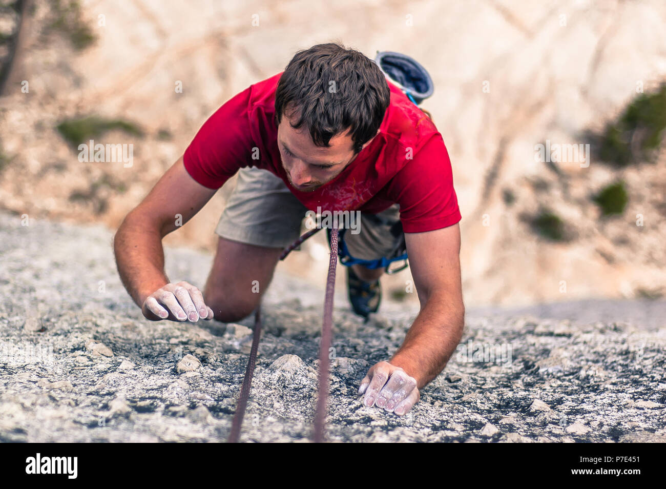 Kletterer Klettern, Yosemite National Park, United States Stockfoto